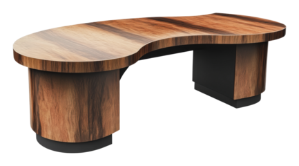 Elegant wooden desk with a modern design style, cut out - stock png.
