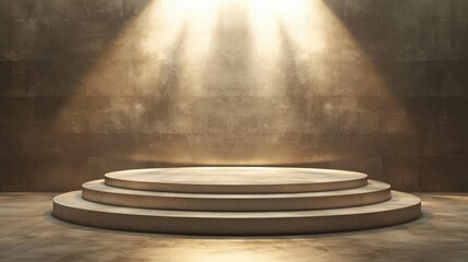 Obraz premium Concrete Platform with Spotlight and Rough Wall