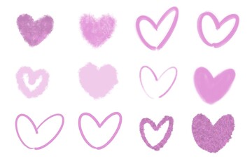 12 pink heart pattern