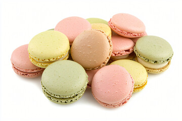 Obraz premium Colorful Macarons on White Background