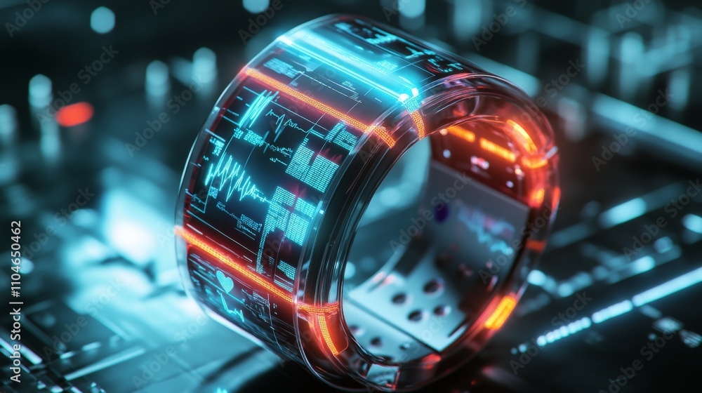 Aufkleber a futuristic wearable device monitoring and displaying health metrics in real-time