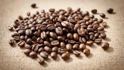 Fototapeta premium Aromatic Mocha Coffee Beans With Burlap Style