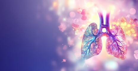 medical illustration physiology medical chart Concept. Colorful lungs illustration with a vibrant, abstract background.