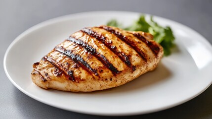 Grilled Chicken Breast on a White Plate