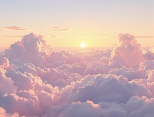 Softly glowing clouds and warm golden light create a peaceful ambiance at sunset, warm, ambiance,