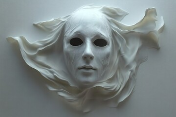 Isolated ghost mask on a white backdrop. Generative Ai