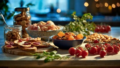 Fototapeta premium Snacks on the kitchen table, Snack Month