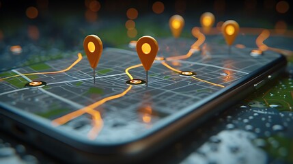 High-Resolution 3D Map with Detailed Travel Routes and Landmarks 