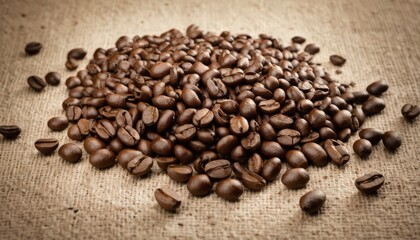 Fototapeta premium Dark Coffee Beans And Macro Breakfast Style