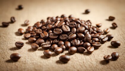 Fototapeta premium Java Coffee Beans And Burlap Sack Texture