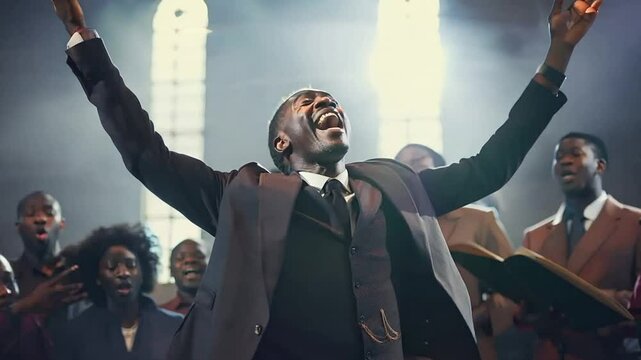 People singing at African American gospel church
