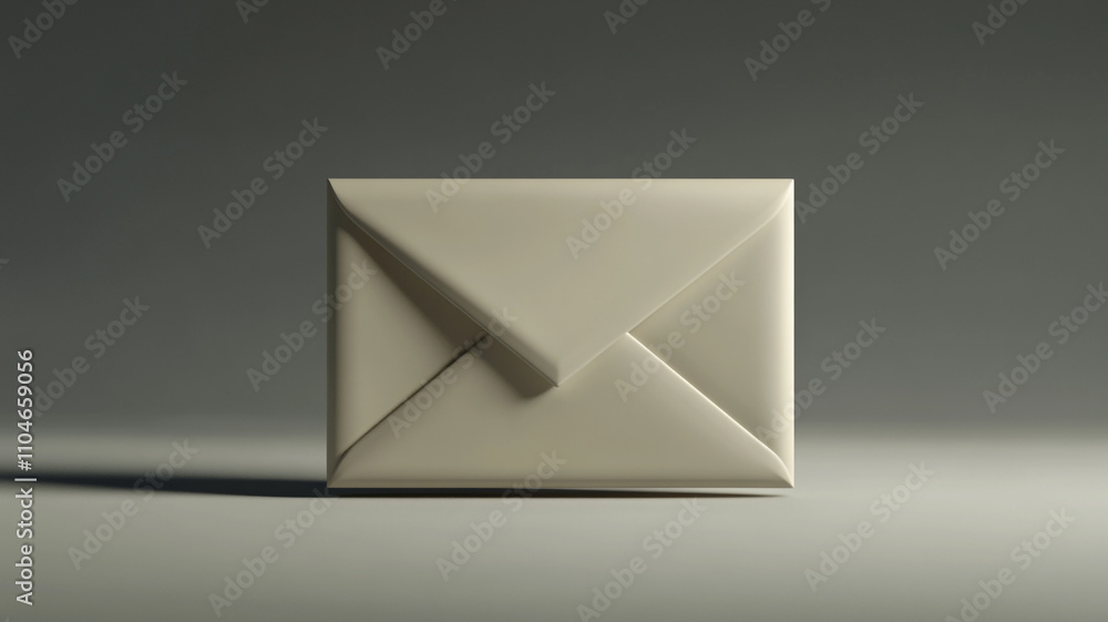 Poster elegant white envelope placed on a smooth surface with minimalistic background