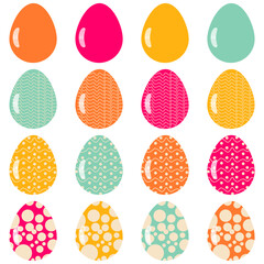 Easter eggs set on white background decor holiday art isolated	