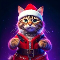 cat in christmas hat