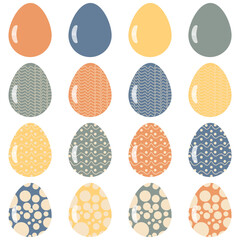 Easter eggs set on white background decor holiday art isolated	