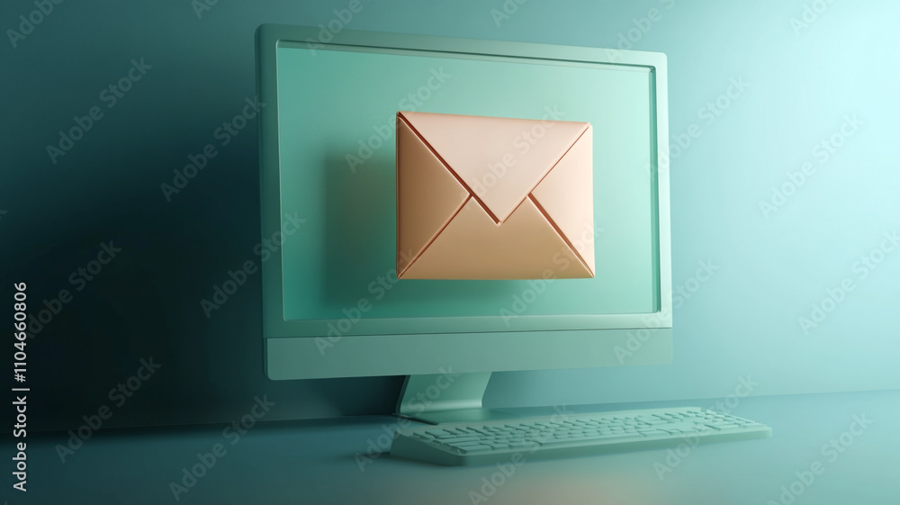 Poster creative digital representation of an email concept on a computer screen