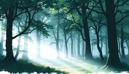 Magic forest isolated with white highlights, png
