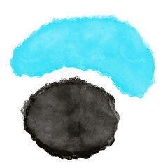 Blue Black Watercolor Abstract Shapes Decor