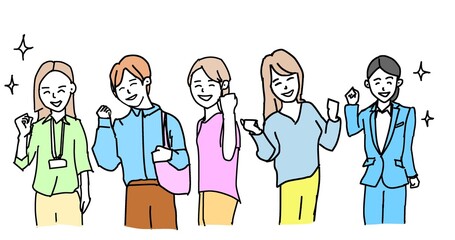 笑顔の女性のセット