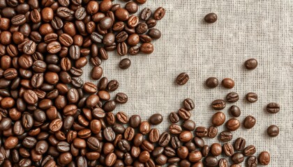 Fototapeta premium Aromatic Coffee On White Canvas Background