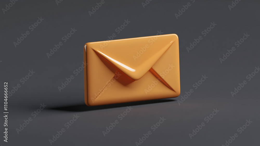 Poster classic envelope design in rich orange color on simple background for digital creativity