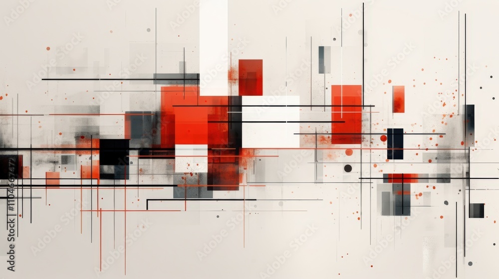 Poster abstract geometric design with red and black elements