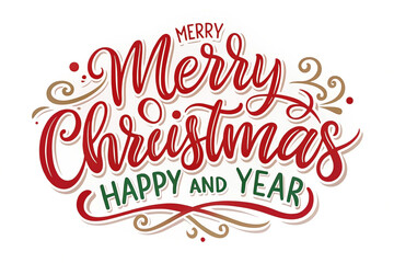 Merry Christmas and Happy New Year hand-lettered calligraphy design.