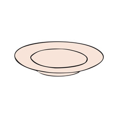 Vector hand drawn sketch doodle colored plate isolated on white background