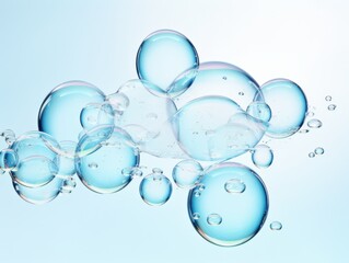 bubbles floating in the air with a soft blue background