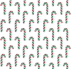 Vector seamless pattern of hand drawn sketch doodle colored Christmas candy isolated on white background