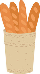 Handdrawn Bread In Basket