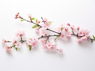 delicate pink cherry blossoms on a white background