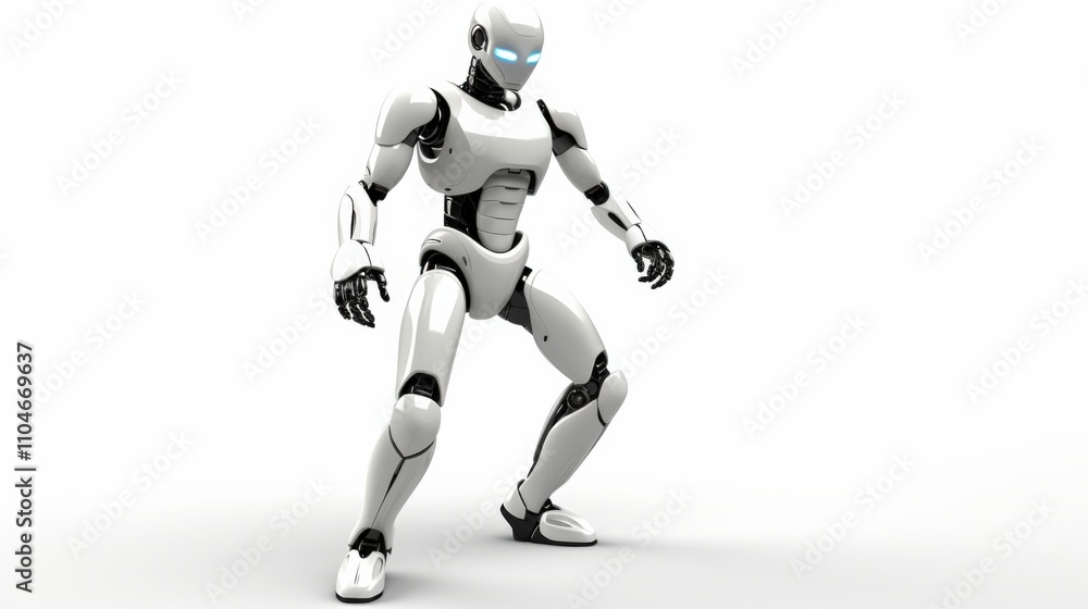 Poster futuristic humanoid robot in a dynamic pose