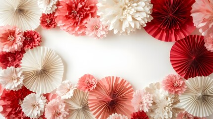 White Backdrop with Red and White Paper.