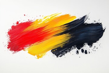 German flag color brush stroke, very high quality, isolated on white backdrop. Generative Ai