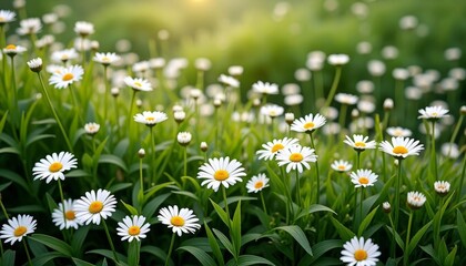 Field of daisies with yellow centers © SwathiFX