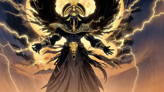 Set is the god of chaos, storms, and the desert. He is often seen as a rival to Osiris and Horus.