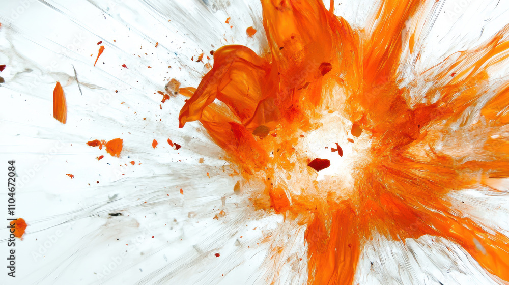 Poster abstract orange explosion with dynamic movement and vibrant colors