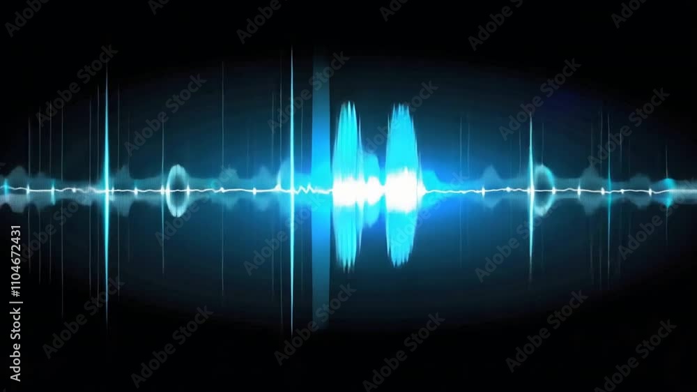 Poster modern abstract sound wave visualization exploring audio frequencies and digital technology in vibra
