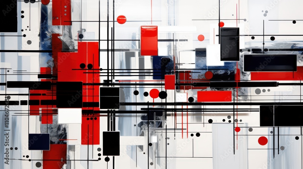 Poster abstract geometric design with bold colors and dynamic shapes