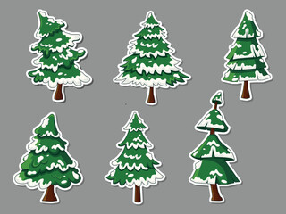 Christmas tree sticker set. New years stock illustration vector
