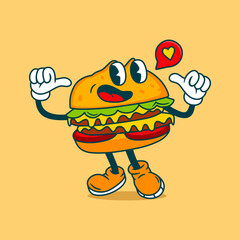 Hamburger Mascot Cartoon Vector Art, Illustration and Graphic