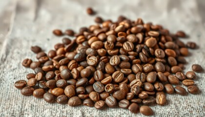 Fototapeta premium Roasted Coffee Beans on Textured Background