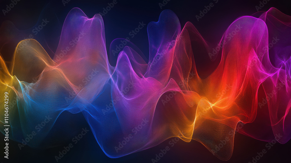 Aufkleber vibrant abstract soundwaves in glowing colors create dynamic visual effect