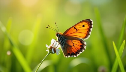 Obraz premium Butterfly perched on flower stem