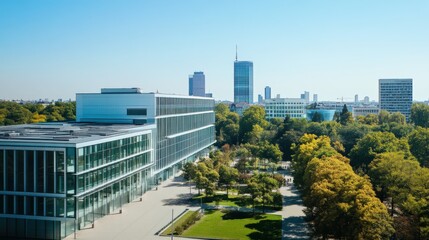 modern architecture with green spaces in an urban setting