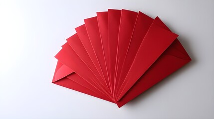 Stack of Red Envelopes on White Background.