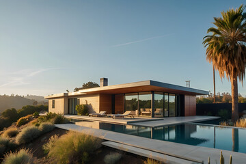 Fototapeta premium Modern House in Sunny California with Scenic Surroundings