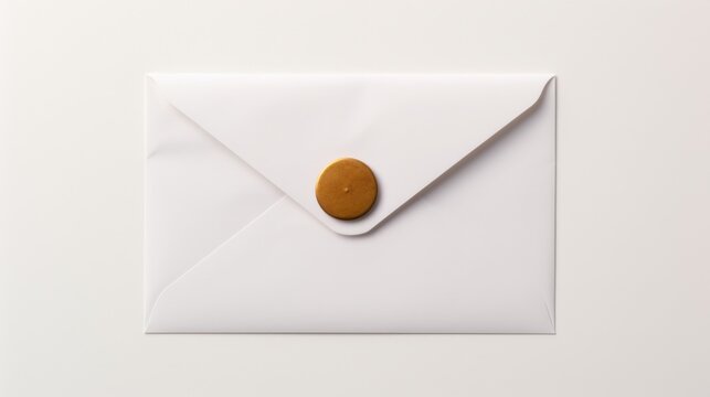 elegant white envelope with wax seal on a neutral background