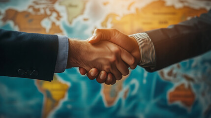 Global partnership and trust: A professional handshake symbolizing international collaboration, teamwork, and business success